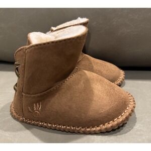 BEARPAW Kaylee Hickory II Brown Infant Baby Fur Boots Bootie Small 0-6 Months